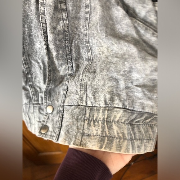 Vtg 80s Acid Wash Grey Denim Bomber Jacket - Picture 4 of 16